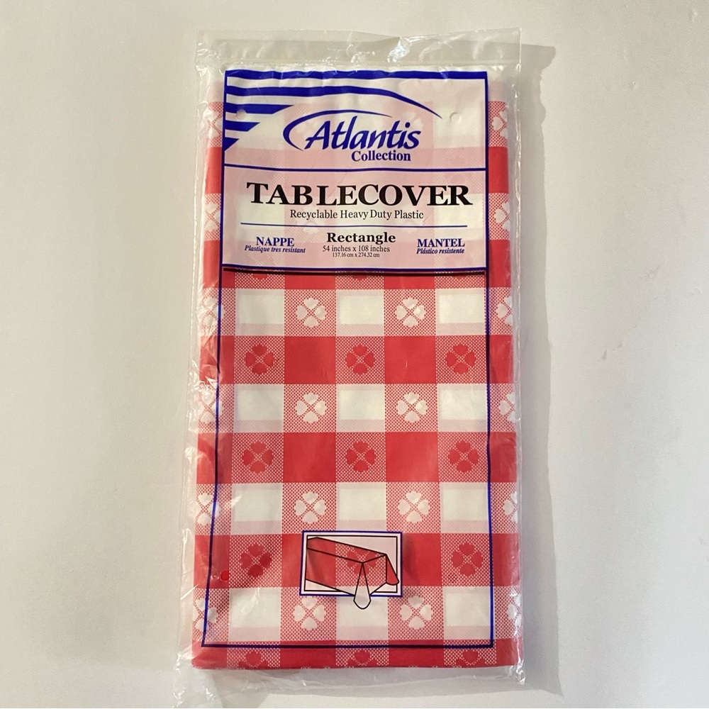 Atlantis Collection Tablecloth Red Picnic Tablecover Gingham Checkerboard 54x108